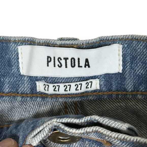 NWT PISTOLA Ryder Medium Wash High-Waisted 5 Pocket Denim Mini Skirt Size 27 - Picture 2 of 7